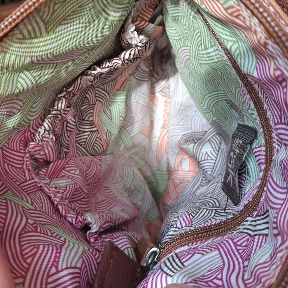 The Sak Vintage Patchwork Leather Crossbody Bag Multi Color Boho Hipster Hippie - Picture 7 of 12
